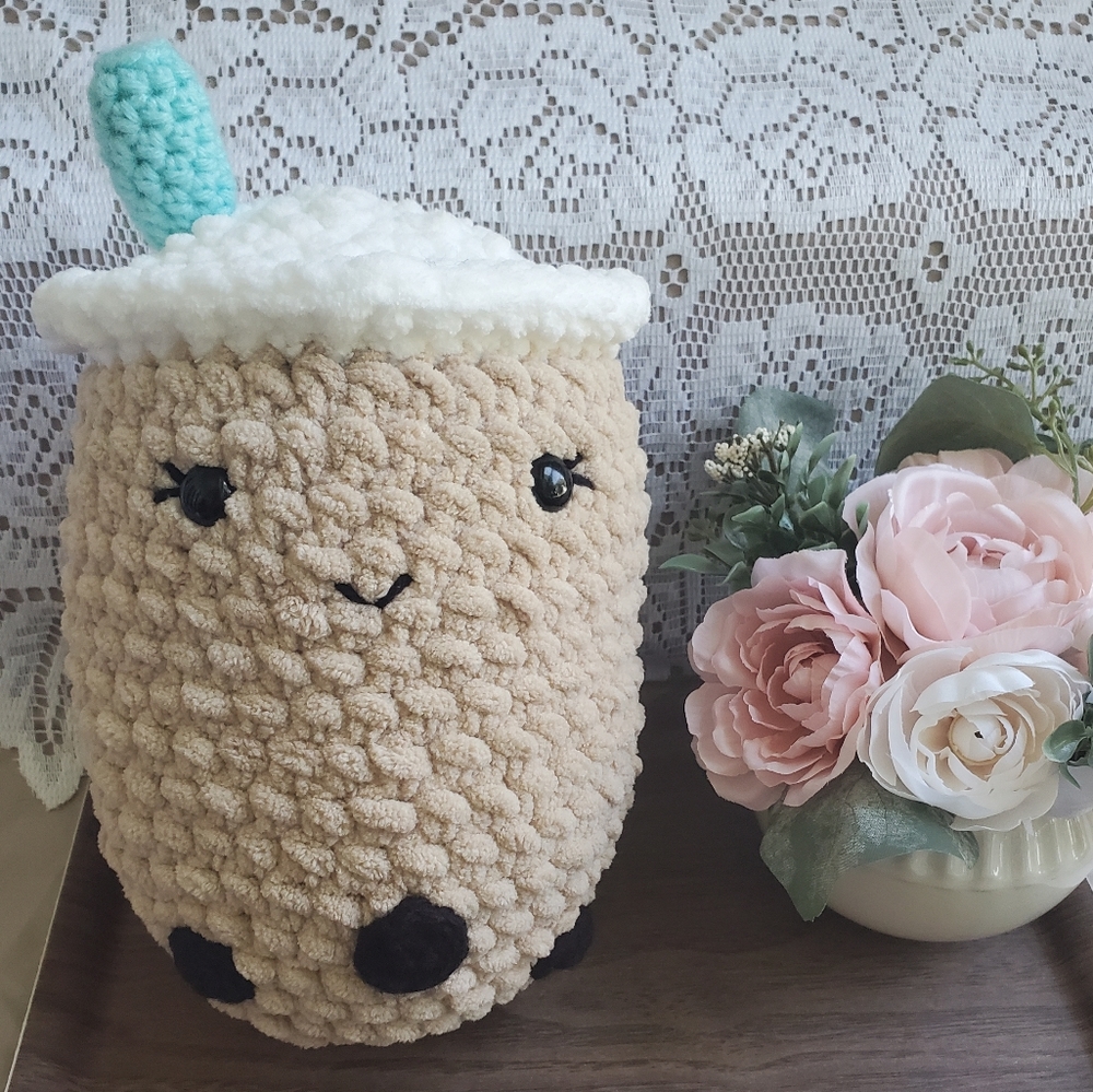 🧋Handmade Milk Tea Boba Crocheted Plushie - Picture 8 of 9